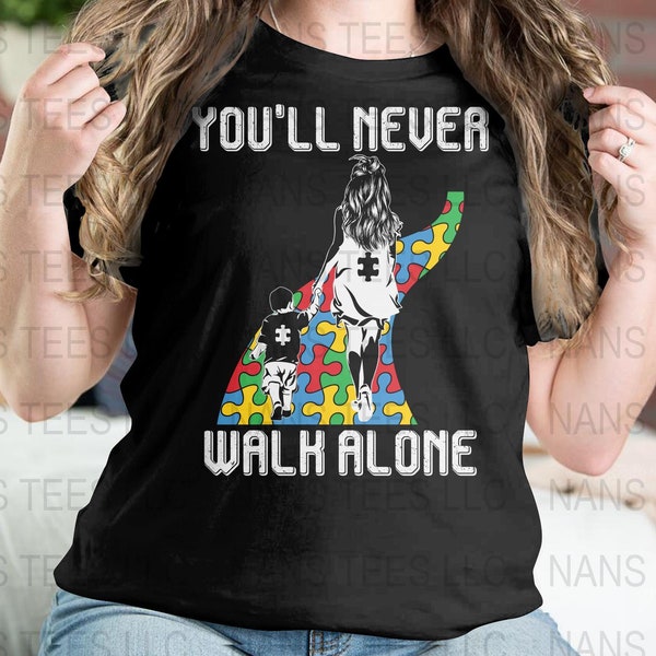 You'll Never Walk Alone - Mom | svg png dxf eps jpg | Autism Awareness Graphic Clipart | Instant Digital Download