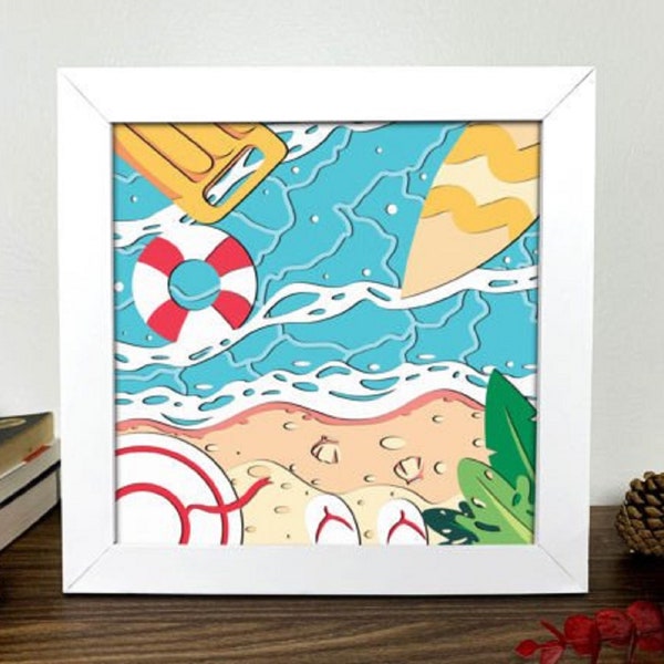 Beach Summer 3D Layered Paper Cut Shadow Box | Instant Download | SVG Cutting File | 3D Cutting File Beach Summer 3D Layered Paper Cut Shadow Box | Instant Download | SVG Cutting File | 3D Cutting File