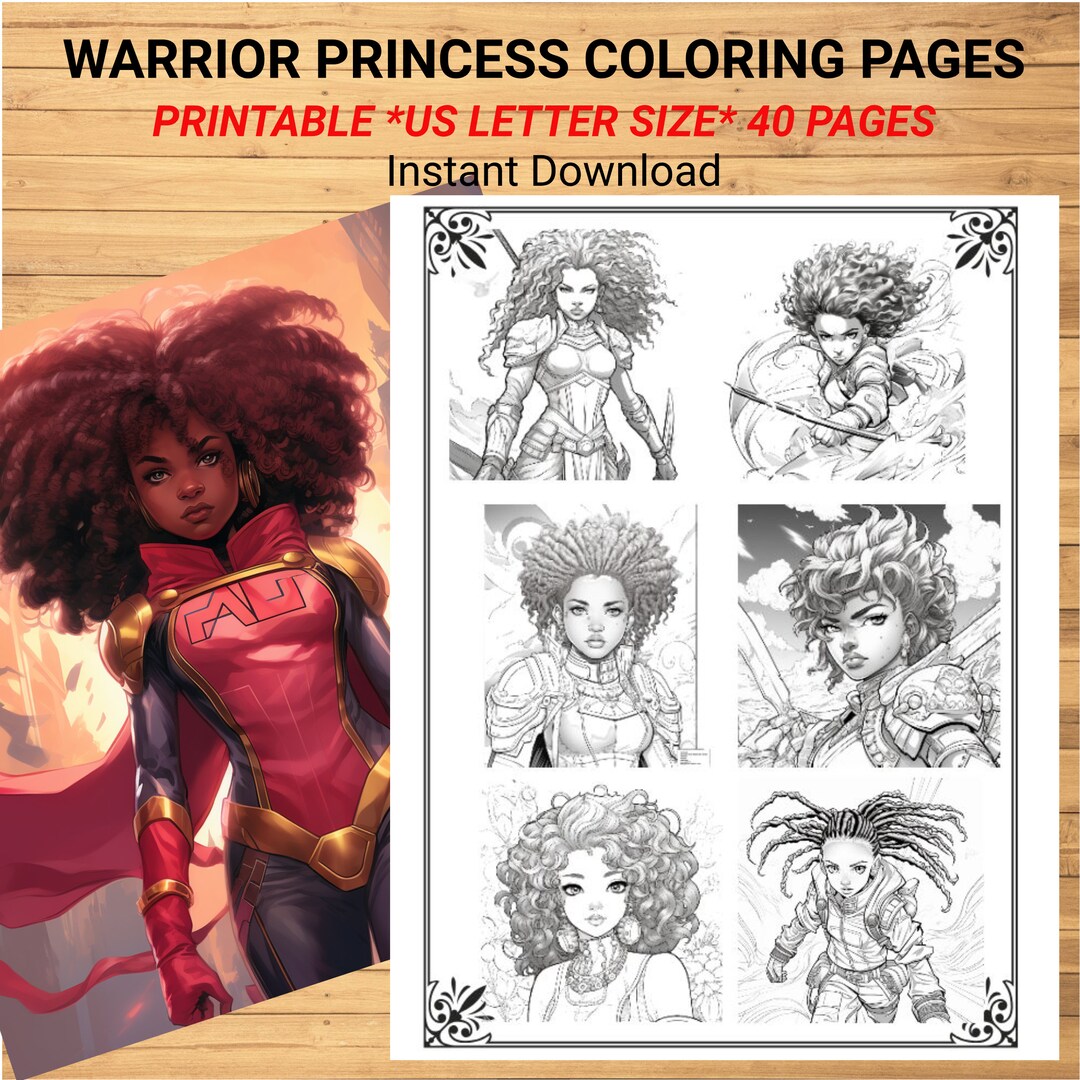 Warrior Princess Coloring Pages for Teens and Adults 40 Printable