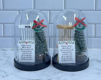 Custom Christmas in Heaven Memorial Cloche | Remembrance Gift | Chair Memorial Ornament | In Loving Memory Gift | Empty Chair Memorial