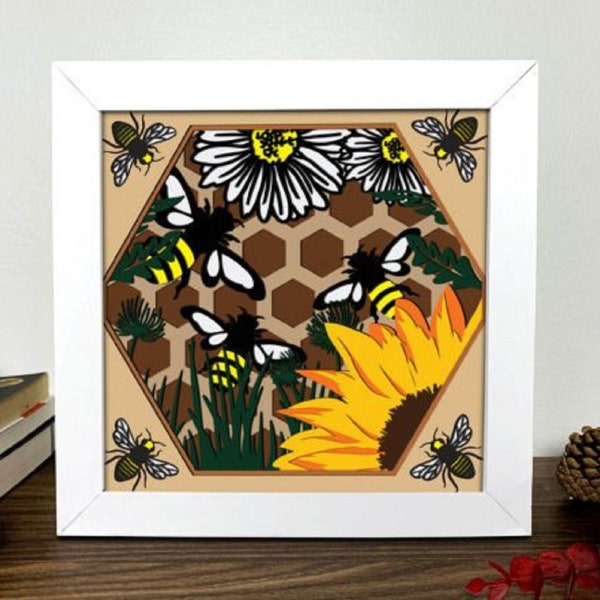 Bee 3D Layered Paper Cut Shadow Box | Instant Download | SVG Cutting File | 3D Cutting File Bee 3D Layered Paper Cut Shadow Box | Instant Download | SVG Cutting File | 3D Cutting File