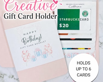 Personalized Birthday Gift Card Waterfall Booklet | Holds Up to 6 Cards | Keepsake