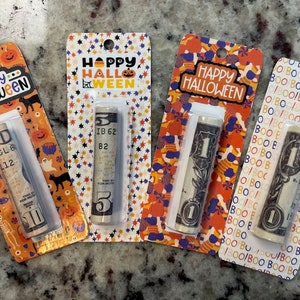 Halloween Mini Geldkartenhalter | 4er-Set | Halloween Geldhalter | Geschenk für Kinder | Cash Card Geschenkkartenhalter | Halloween-Geschenkanhänger