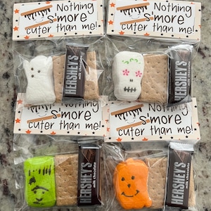 S&#39;mores Halloween Peeps Treat Bags, School Halloween Party Favors, Halloween Party Bags, S&#39;mores Party Favor Bags, S&#39;mores Peeps Party Favor