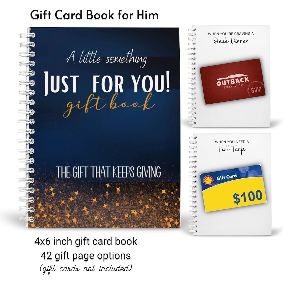 Printed Custom Gift Card Book for Him Gift Card Holder Valentine Gift Dad Gift Student