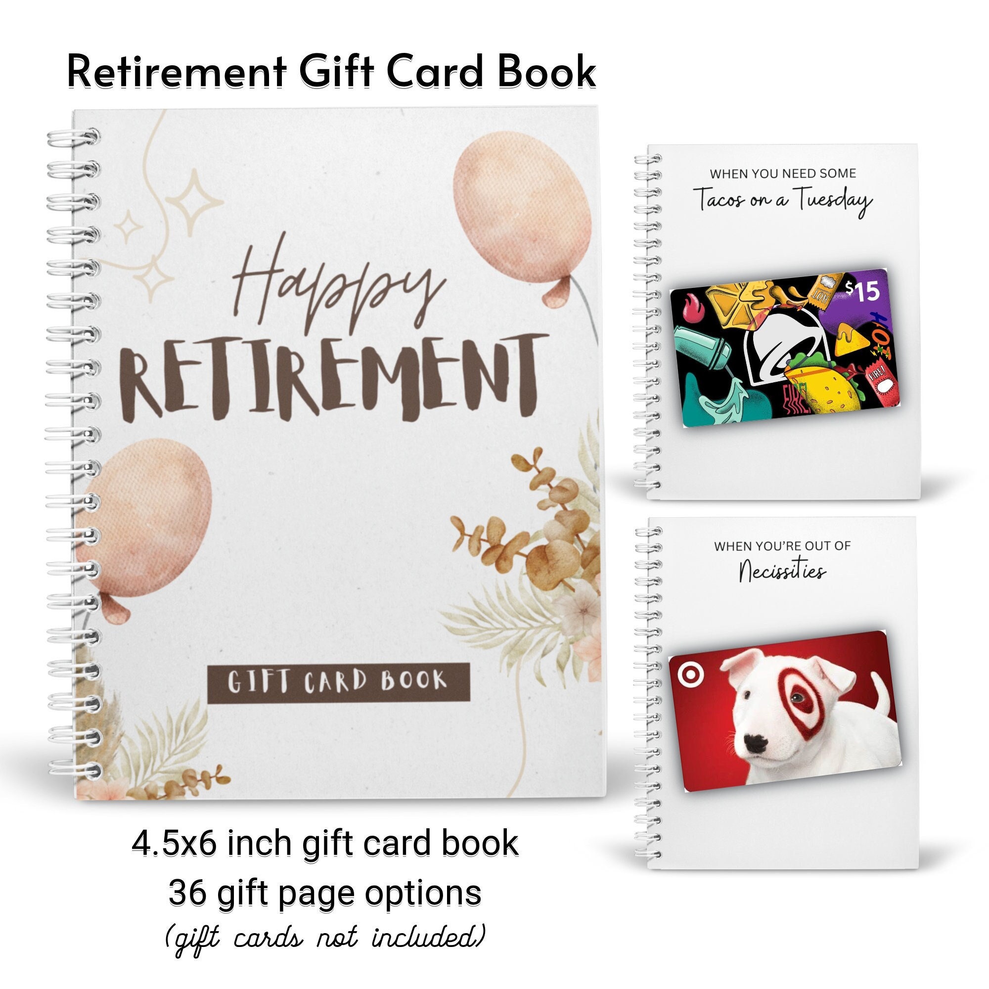 Custom Retirement Gift Card Book Spiral Bound Keepsake