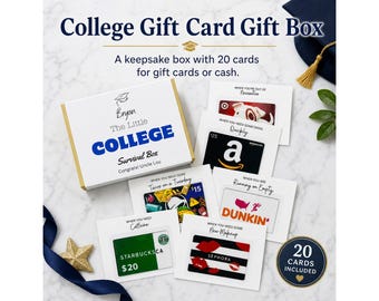 Personalized College Survival Box, Graduation Gift Card Holder, Student Care Package Keepsake