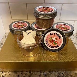 Mini Hot Cocoa Treat Jar with Marshmallow Peep, Halloween Gift, Teacher Gift, Coworker Gift, Party Favor, Holiday Gift, Trick or Treat Favor