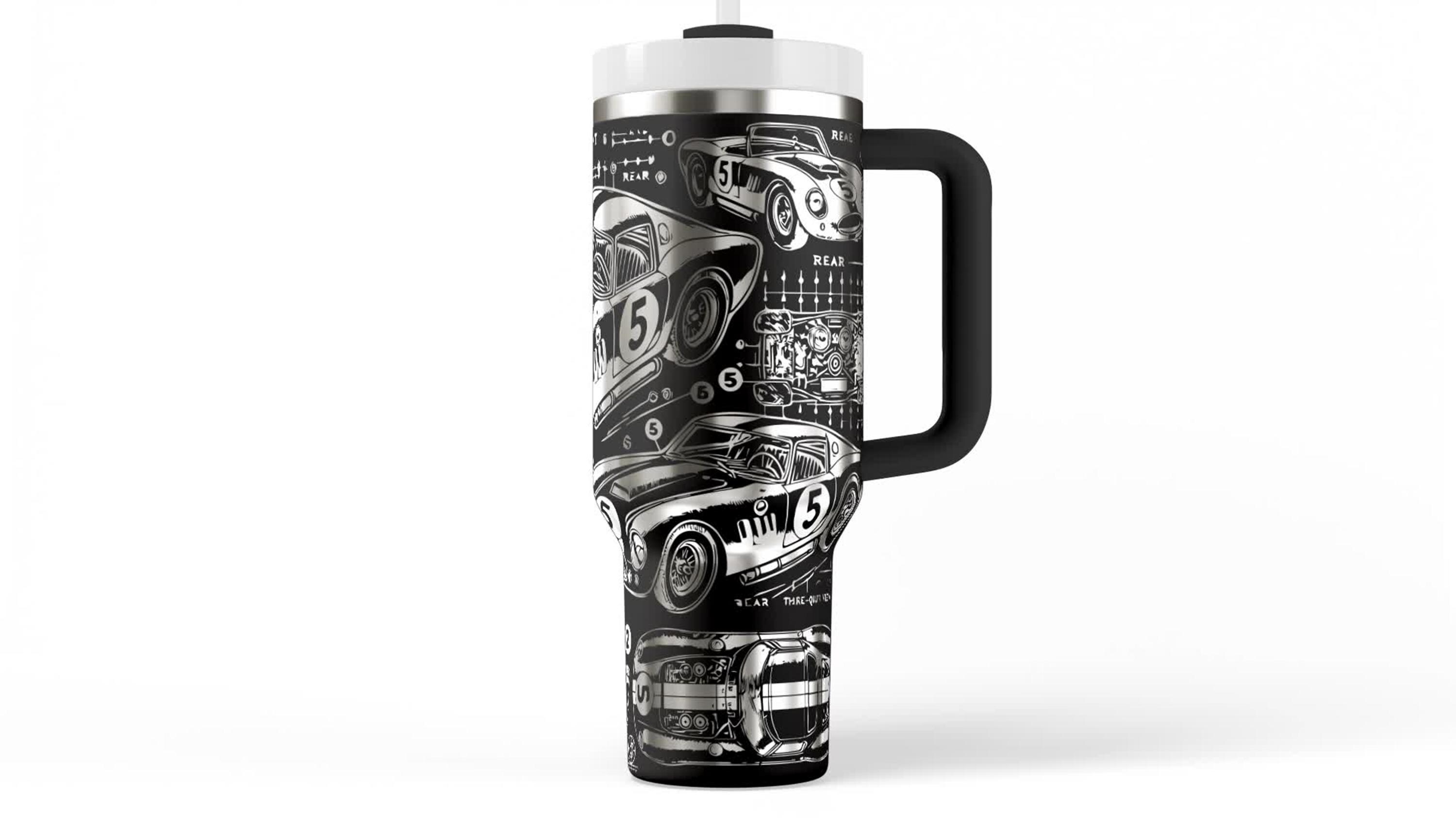 Shell Racing Tumbler Race Car Tumbler 40oz Stainless Steel Insulated Bottle Engine Schematic ...