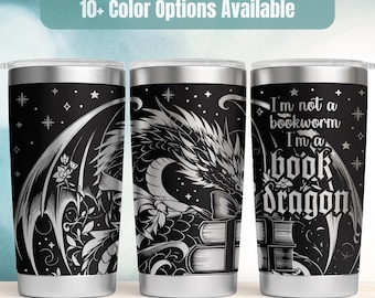 Book Dragon Tumbler Insulated Drinkware Stainless Steel Fantasy Design Custom Mug Handle Straw Gothic Style Reading Accessory Creative Gift