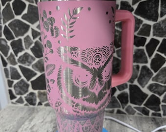Laser Engraved Owl Tumbler 40 oz Insulated Stainless Steel