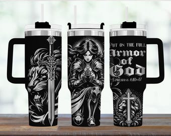 Armor of God Tumbler Christian Knight Design Insulated Stainless Steel