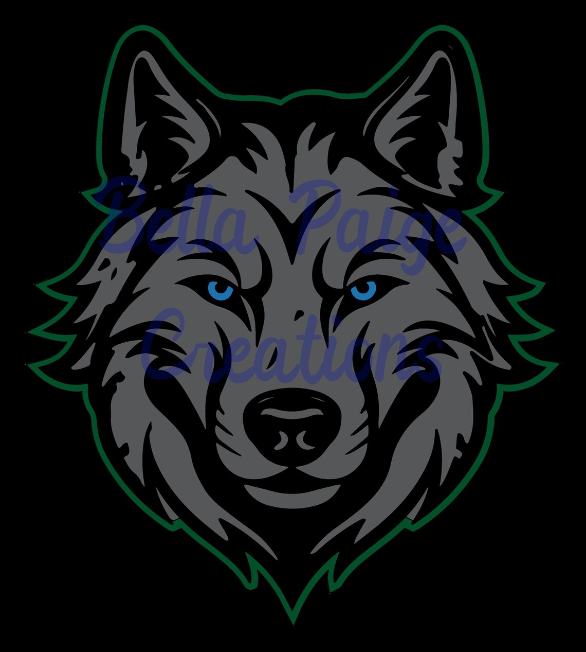 Timberwolf Face Logo: Green SVG, PNG Clipart (digital Download) - Etsy