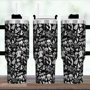 Halloween Ghost Tumbler with Handle: 40oz Gothic Travel Cup