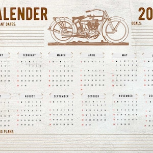 Downloadable Yearly Motorcycle Travel Calendar 2023