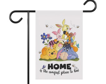 Disney Winnie the Pooh Home and Garden Flag, Flags for the Garden, Outdoor House Flags, Home The Comfiest Place to Bee