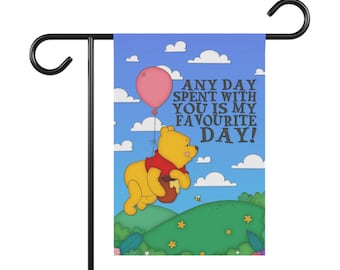 Winnie the Pooh Garden and Home Banner, Unique Garden Flag, Summer Winnie the Pooh Garden Flag
