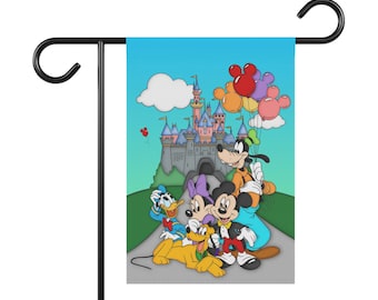 Disney Mickey n Pals Home Banner, Unique Home and Garden Flag, Disney Themed Mickey & Minnie Mouse Art, Disney Garden Flag