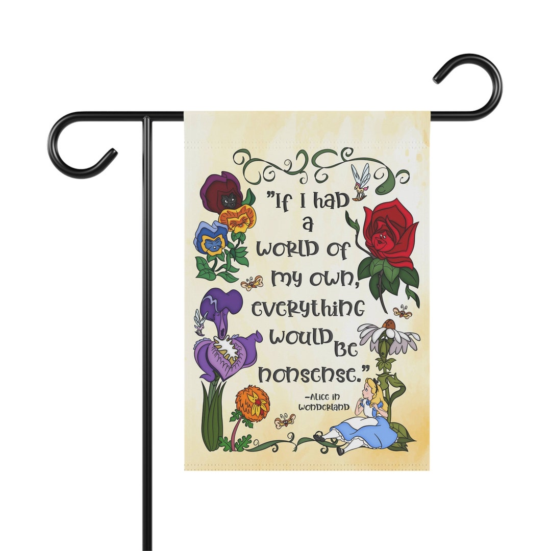 Alice Inspired Garden Flag, Whimsical Floral Outdoor Decor, Storybook ...