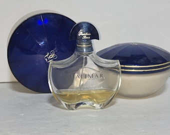 Set of 3 Vtg Collectible Only Guerlain Bottles Shalimar Perfume, Powder, Lotion