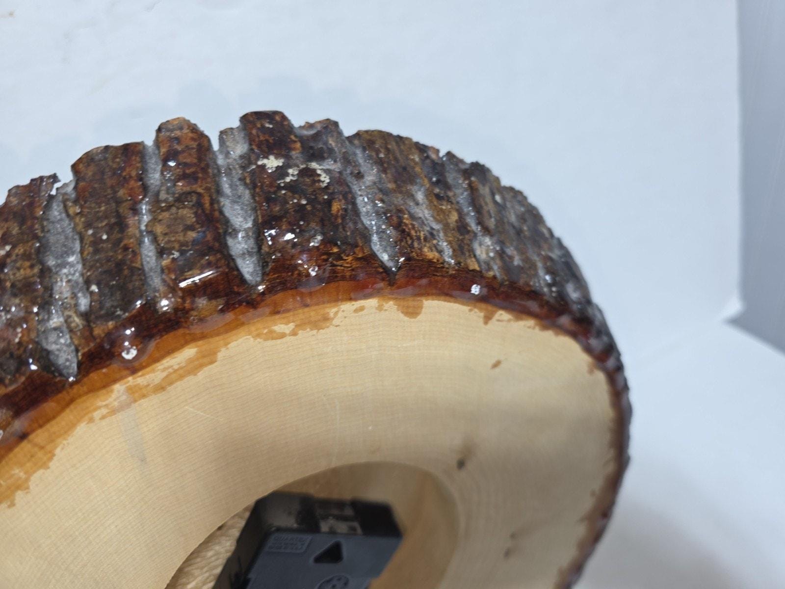 Vintage Natural Live Edge Wood Slab Wall Clock Handcrafted Tested Works ...