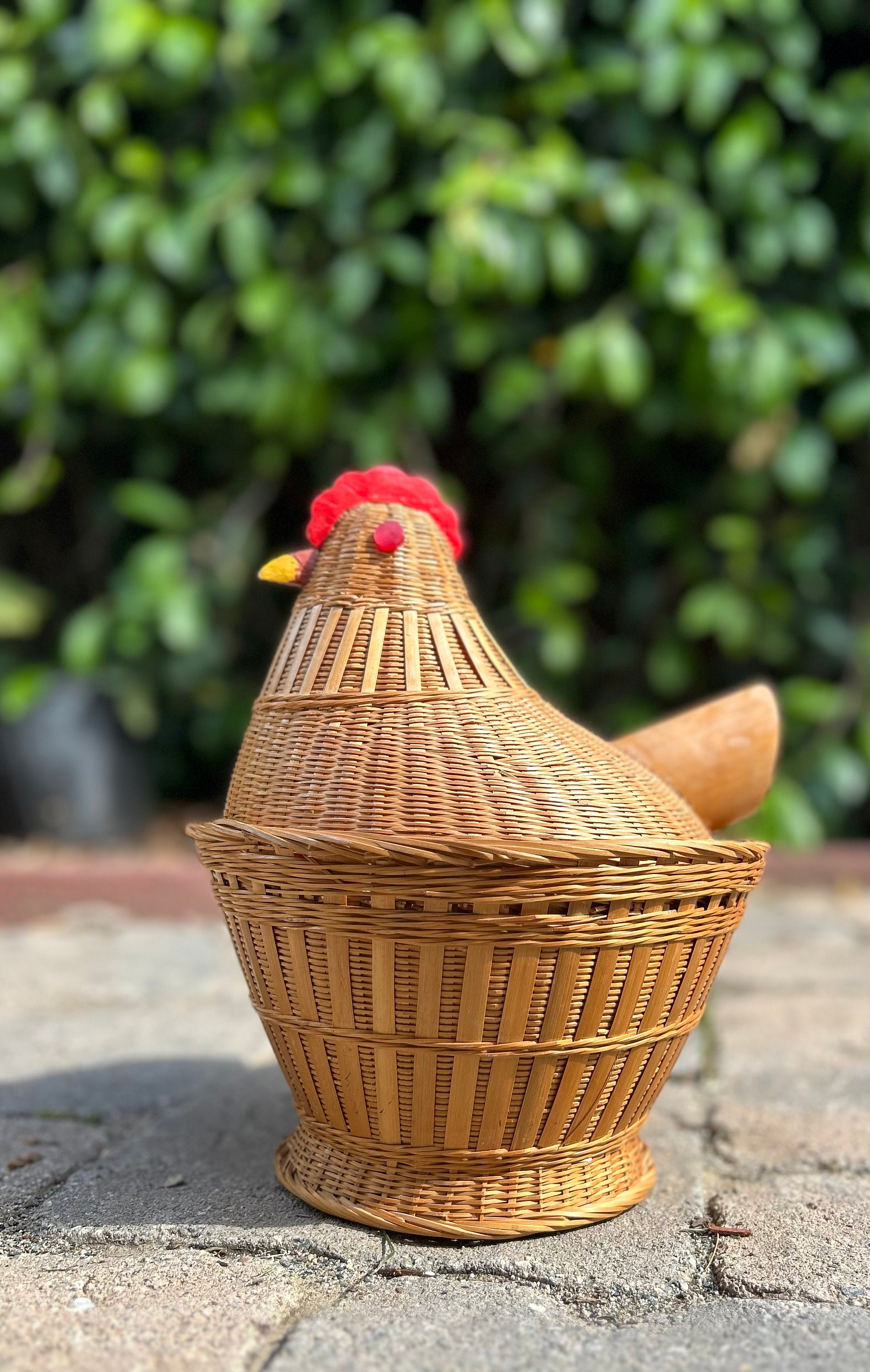 Vintage Chicken Decor Basket/ Unique Wicker Egg Basket/ 1970s Retro Decor/  Vintage Easter Baskets/ Two Baskets read Listing Re Shipping -   Australia
