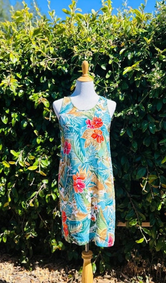 Vintage Jantzen Hawaiian rayon floral dress muumuu