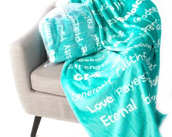 BlankieGram FAITH Message Throw Blanket Ultra Plush with Personalized Card (optional) - The Perfect Caring Gift - 5 colors