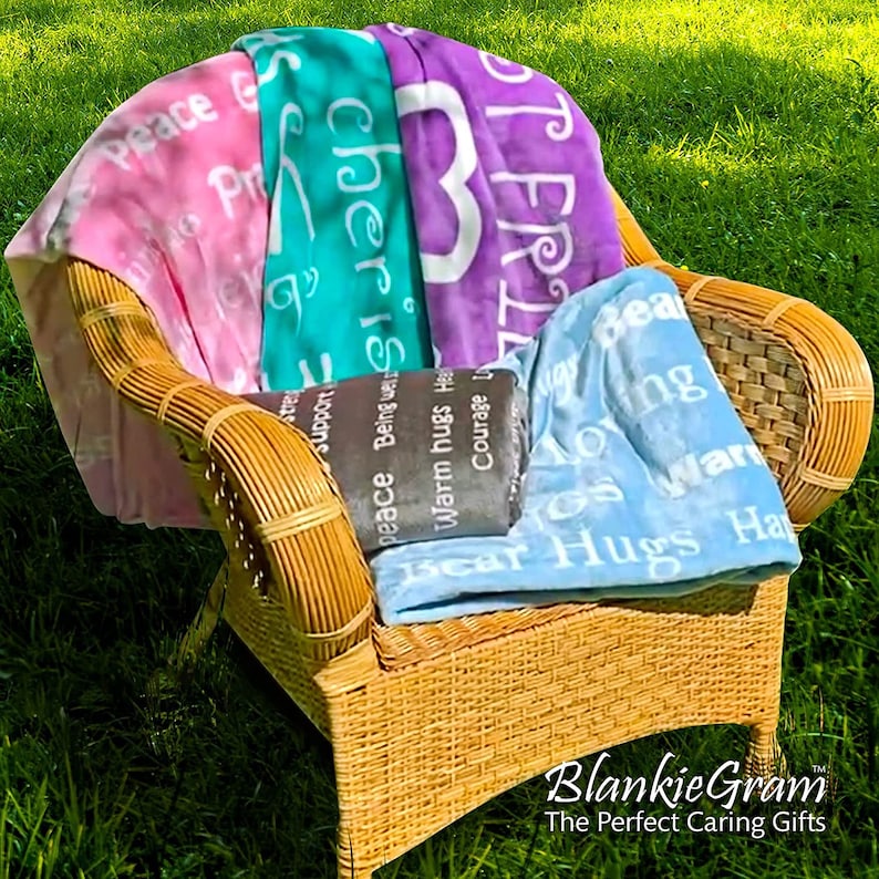 BlankieGram HEALING THOUGHTS Message Throw Blanket with Personalized Card (optional) - The Perfect Caring Gift - 5 colors image 2