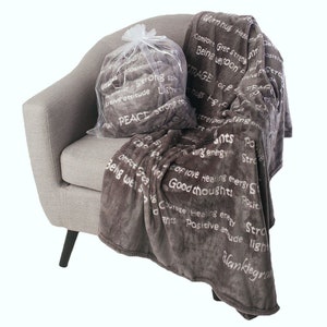 BlankieGram HEALING THOUGHTS Message Throw Blanket with Personalized Card (optional) - The Perfect Caring Gift - 5 colors Gray