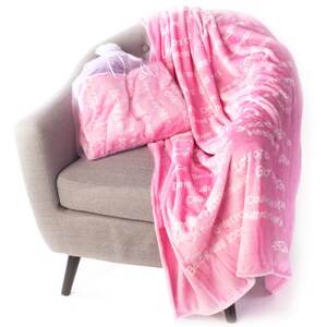 BlankieGram HEALING THOUGHTS Message Throw Blanket with Personalized Card (optional) - The Perfect Caring Gift - 5 colors Pink