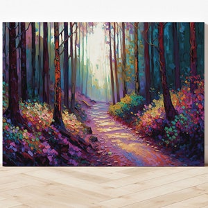 Forest Path Art Canvas Print Nature Landscape Oil Painting Wall Decor