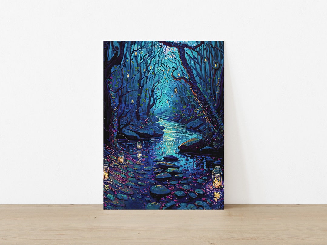 Fantasy Forest Canvas Art Print Oil Painting Magical Water Landscape at ...