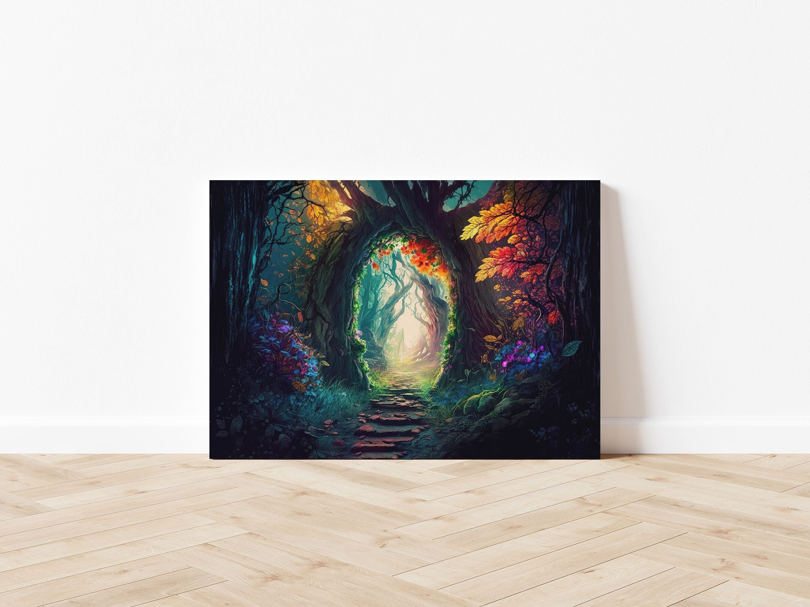 Fantasy Forest Art Canvas Print Serene Colorful Landscape - Etsy