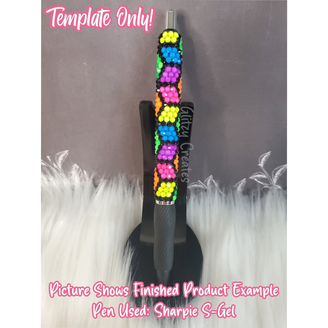 Neon Abstract Rhinestone Pen Template, SS10 Rhinestone Template