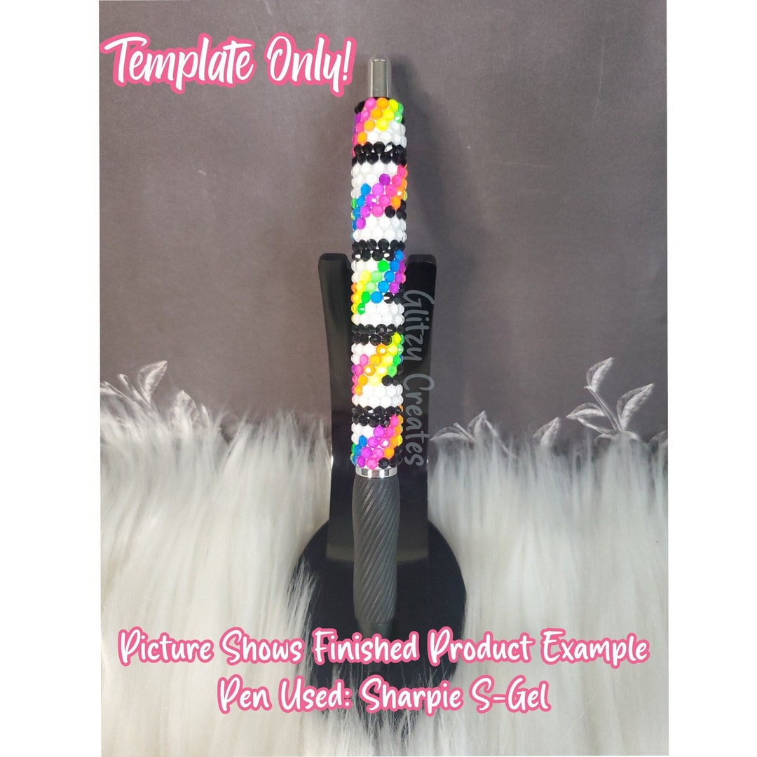 Neon Diagonal Rhinestone Pen Template, SS10 Rhinestone Template