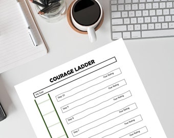 Courage Fear Step Ladder CBT Anxiety Exposure Therapy Worksheet