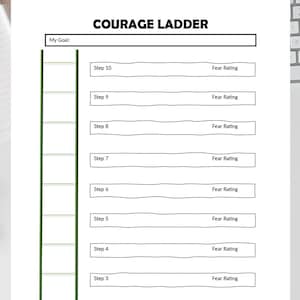 Courage Fear Step Ladder CBT Anxiety Exposure Therapy Worksheet