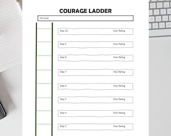 Courage Fear Step Ladder CBT Anxiety Exposure Therapy Worksheet