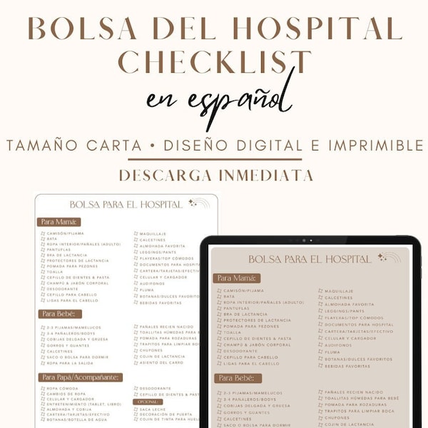 Bolsa del Hospital Checklist en Español | Hospital Bag checklist in Spanish | Hospital Bag for Labor and Delivery