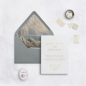 Printable Envelope Liner A7, EuroFlap, SquareFlap, 6.5 Square, A6, 5.75 Square, 4 Bar, 4 Bar for Wedding Invitations | Rocky Coastline