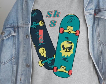 Sk8board Heavy Cotton Tee, Skateboard T-shirt, Shirt voor Skateboarders, Skateboarder Shirts, Katoenen T-shirt, Katoenen Shirt