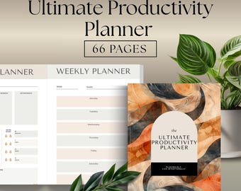 Planificador de Productividad Definitivo: Seguimiento de Objetivos Editable en Marrón Retro (Descarga Digital)