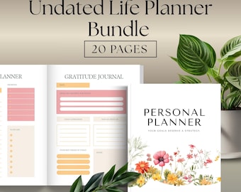 Planificador de vida sin fecha: páginas florales editables e imprimibles (descarga instantánea)