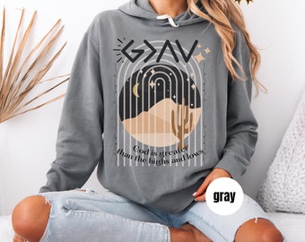 God is Greater than the Highs and Lows Lightweight Hoodie, Boho Religious Gift, Unisex Sweatshirt, Hooded Jumper, Cool Pullover, Christian