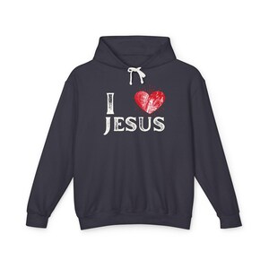 Comfort Colors brand I Love Jesus Hoodie, Minimalist Christian Graphic Sweatshirt Faith-Based Apparel for Women Religious Gift for Him image 5
