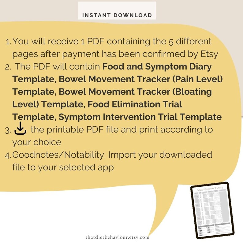 Food and Symptom Tracker, Printable Food Diary, IBS Symptom Tracker ...
