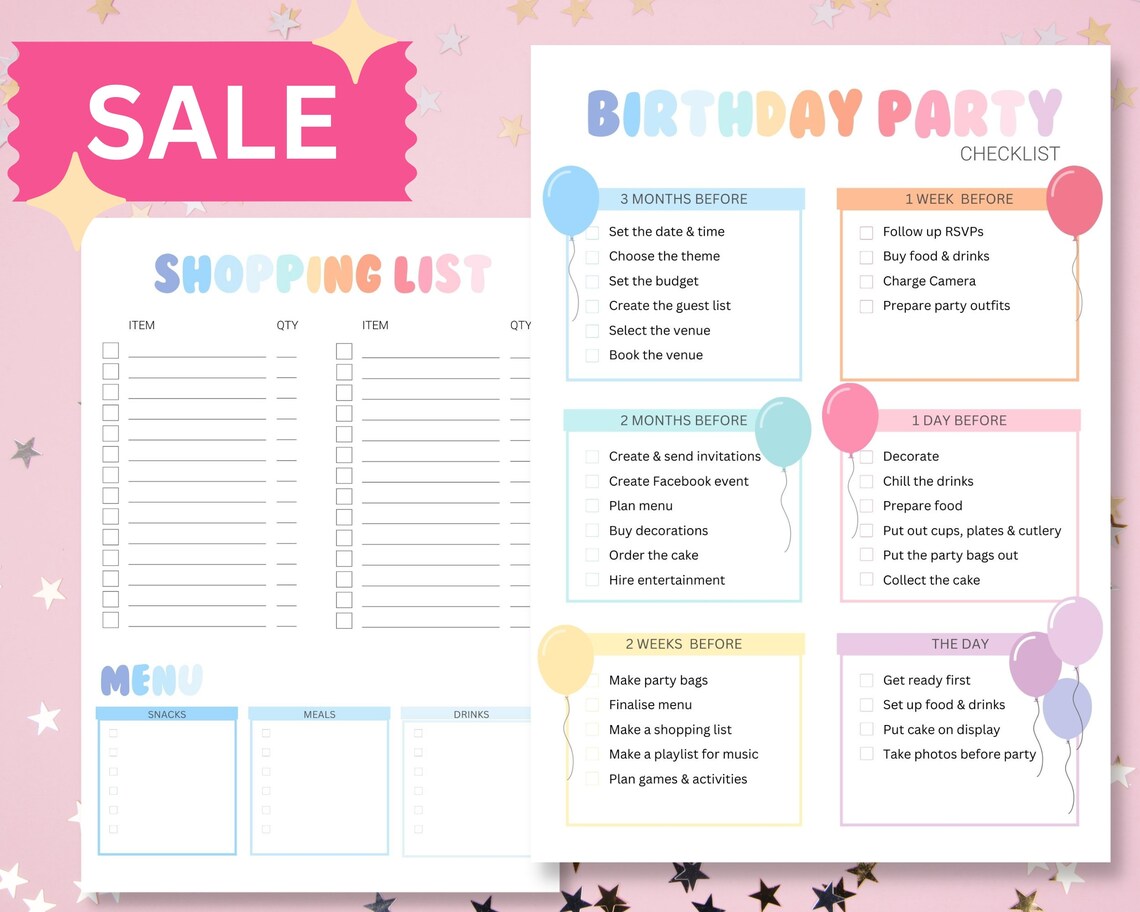 Printable Birthday Party Planner Checklist (PDF) - Etsy
