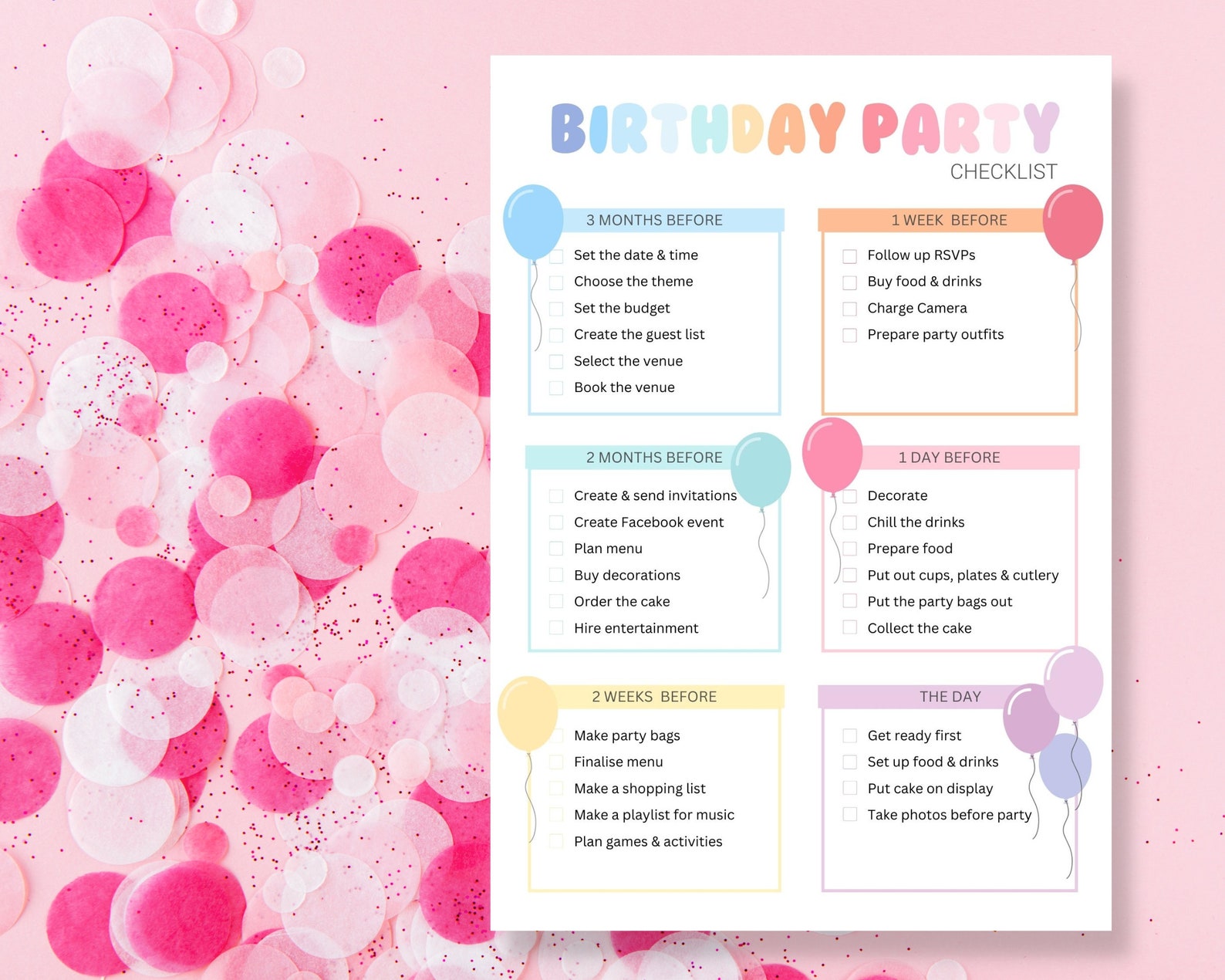 Printable Birthday Party Planner Checklist (PDF) - Etsy