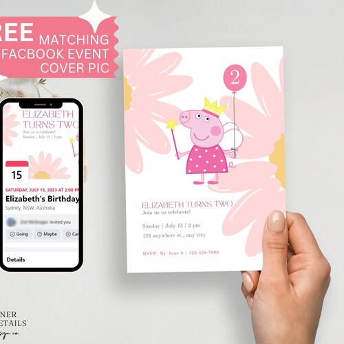 Editable Peppa Pig Birthday Invitation Colourful Peppa Pig - Etsy